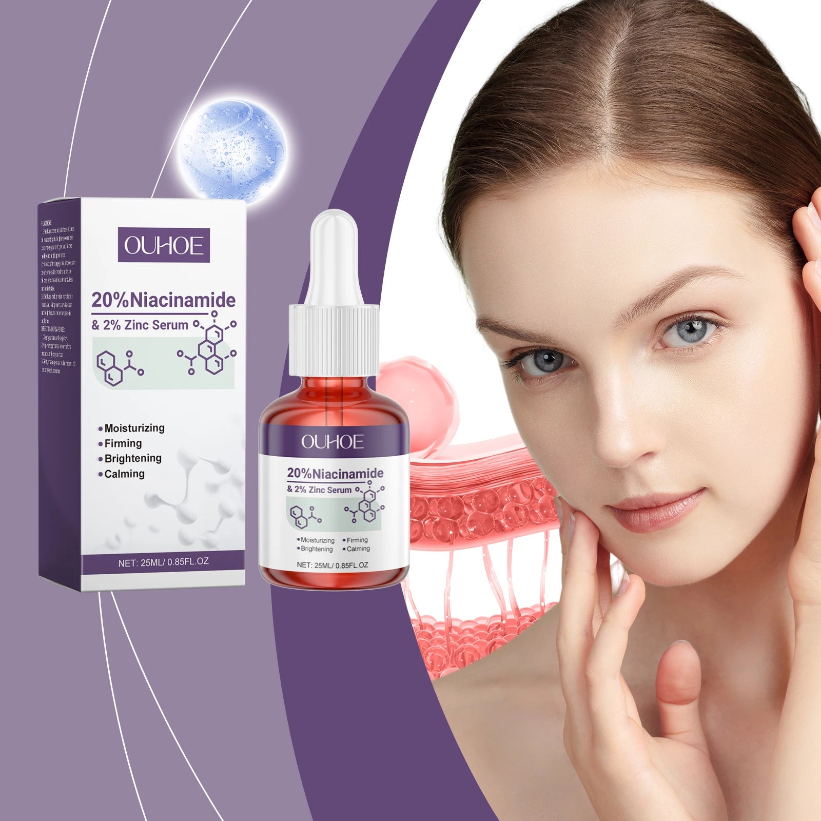 Nicotinamide Face Serum Anti-Acne Shrink Pores Brightening Lighten Moisturizing Essence Improve Rough Skin Care Firming Serum