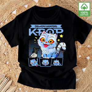 Kpop Demon Hunter T-shirt Summer New HD Tiger Print Pure Cotton Breathable T-shirt for Men and Women Round Neck Casual Soft Top