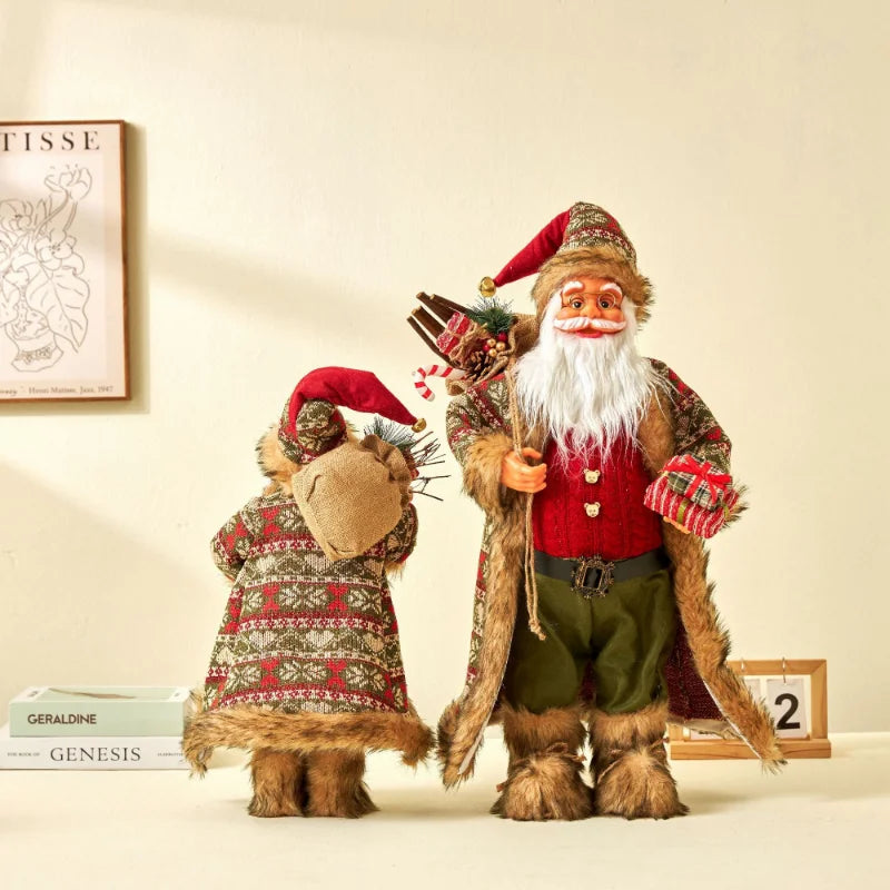 60cm Large Santa Claus Merry Christmas Decorations for Home Happy New Year 2023 Fabric Knitting Clothes Doll Window Decor