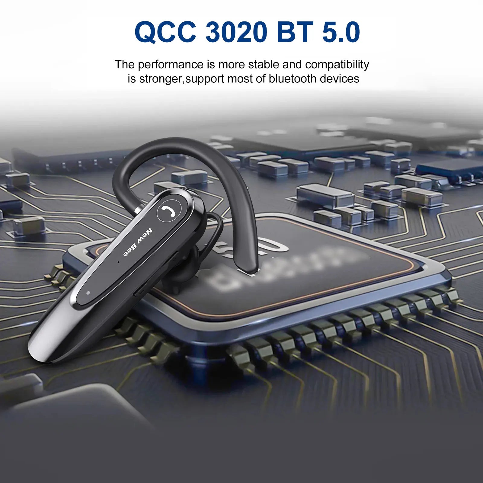 LC-B45 Bluetooth 5.0 Headset Single In-Ear Wireless Earphone Hands-Free with Mic CVC8.0 Noise Cancelling Talk For Driving