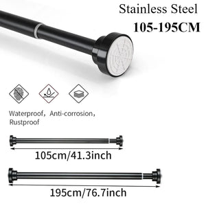 50-260CM Adjustable Curtain Rod No Drilling Telescopic Shower Curtain Pole for Balcony Bathroom Wardrobe Rod Clothes Drying Rack