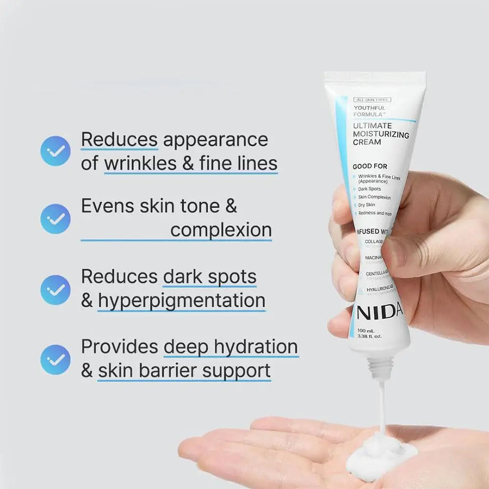 100ml Korea NIDA Moisturizing Ultimate Cream Collagen Youthful Repair Damage Skin Strengthen Barrier Daily Facial Skin Care
