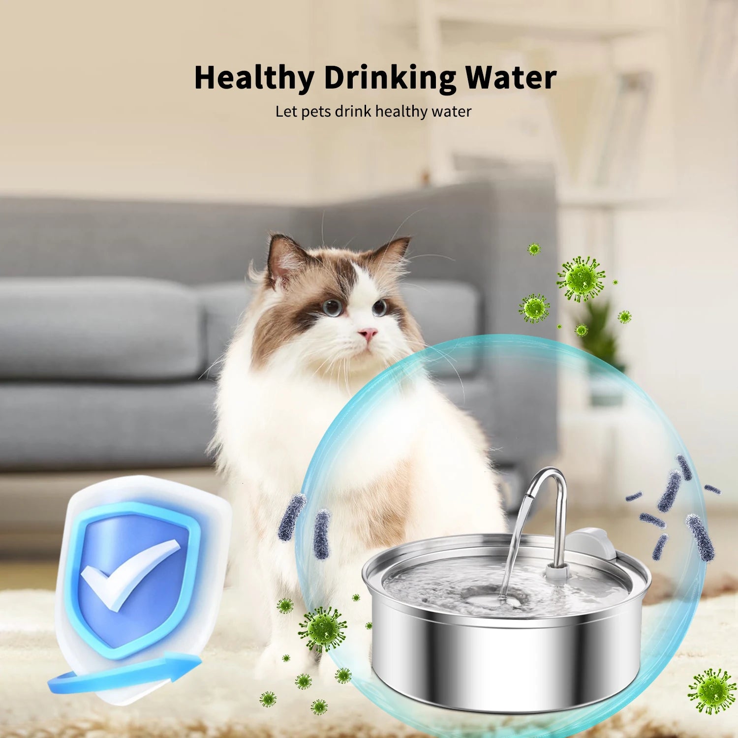 Stainless Steel Cat Water Fountain Automatic Cat Drinker Drinking Fountain For Cats Dogs Pet Water Dispenser Accessories