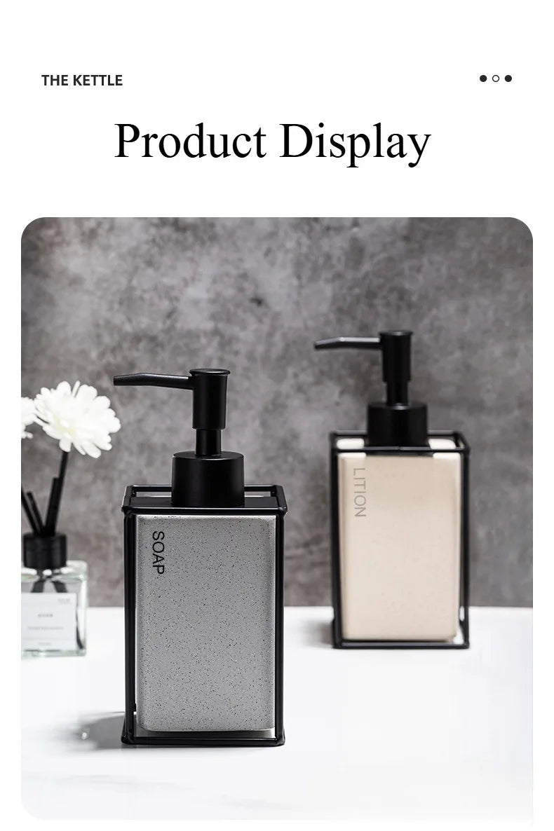 330ml Bathroom Soap 2pcs Ceramics Dispensers Refillable Holder Portable Travel Dispenser Liquid Soap Dispenser Bath Pump Bottle