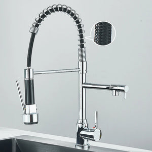 Pull Down Spring Kitchen Faucet Single Lever Hot Cold Mixer Water For Kitchen Sink Dual Spout Nozzle Faucets Crane - You Offer