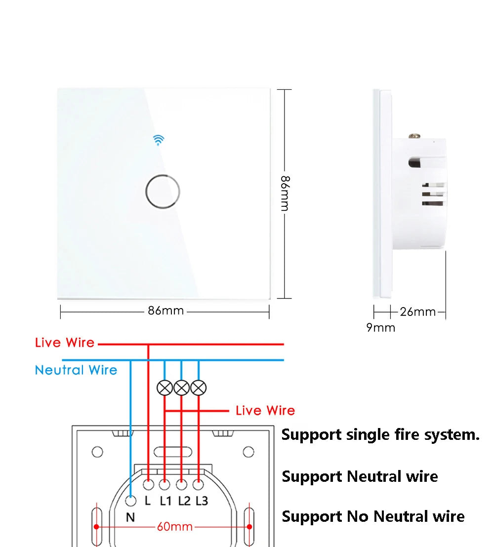 EU Smart Switches 1/2/3Gang Tuya Wifi Touch Light Switch Wall Sensor Switches Smart Life For Alexa Google Home 433RF Remote