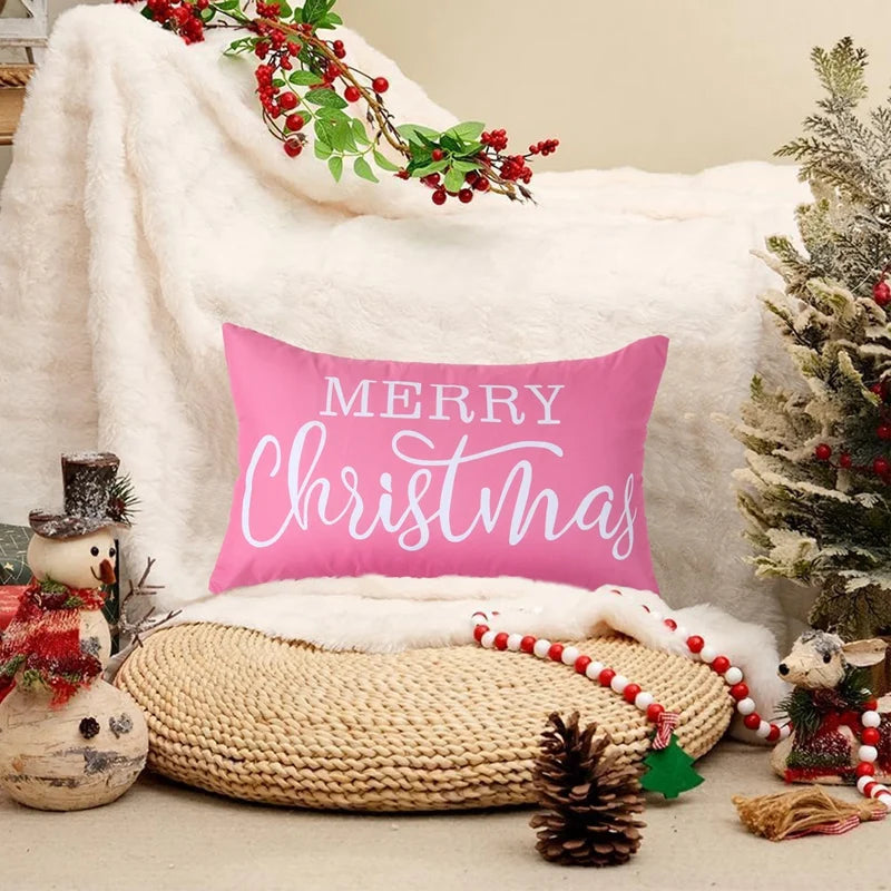 Christmas Lumbar Pillow Christmas Decoration for Home 2025 Pendant Xmas Lumbar Pillow Cover Ornament Navidad Natal New Year Gift
