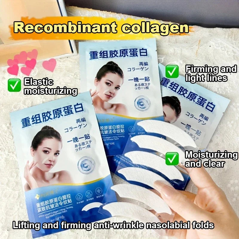 5/10PCS Recombinant Collagen Anti-Wrinkle Patch for Face Lift&Smooth Nasolabial Folds Smile Lines Firm&Tighten Skin Beauty Care