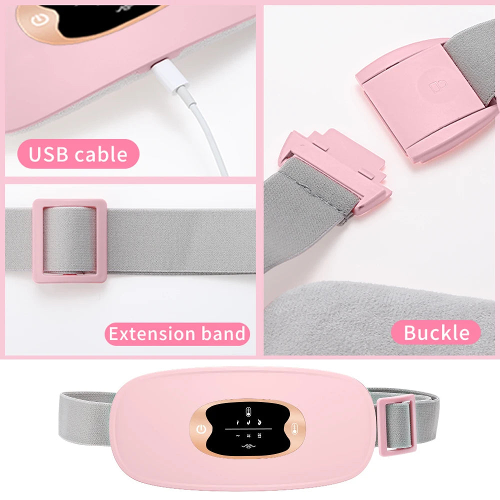 Electric Period Cramp Massager Vibrating Heating Belt for Menstrual Waist Stomach Abdominal Warm Palace Belt - You Offer