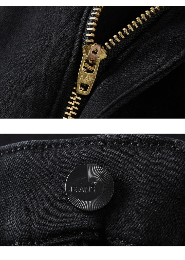 Winter Warm Jeans Men's Thickened Velvet Black Fashion Korean Trousers Plush Velvet Business Casual Straight Denim Pants - You Offer