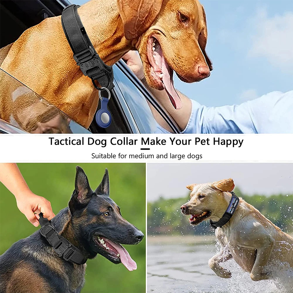 Military Tactical Dog Collar Nylon Adjustable Durable German Shepherd for Medium Large Outdoor Walking Training Pet Supplies