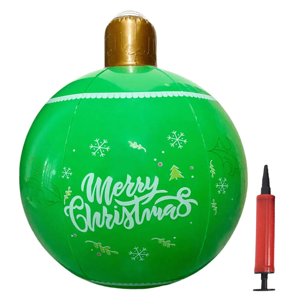 60cm Giant Inflatable Christmas Ball with Lights Remote Control Giant Luminous Inflatable Christmas Ball Outdoor Christmas Decor
