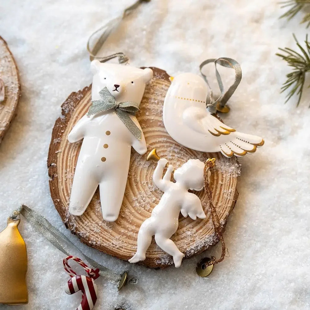 Nordic Christmas Hanging Decoration Cartoon Soldiers Angel DIY Drop Ornaments Double-sides Iron Art Xmas Tree Ornament