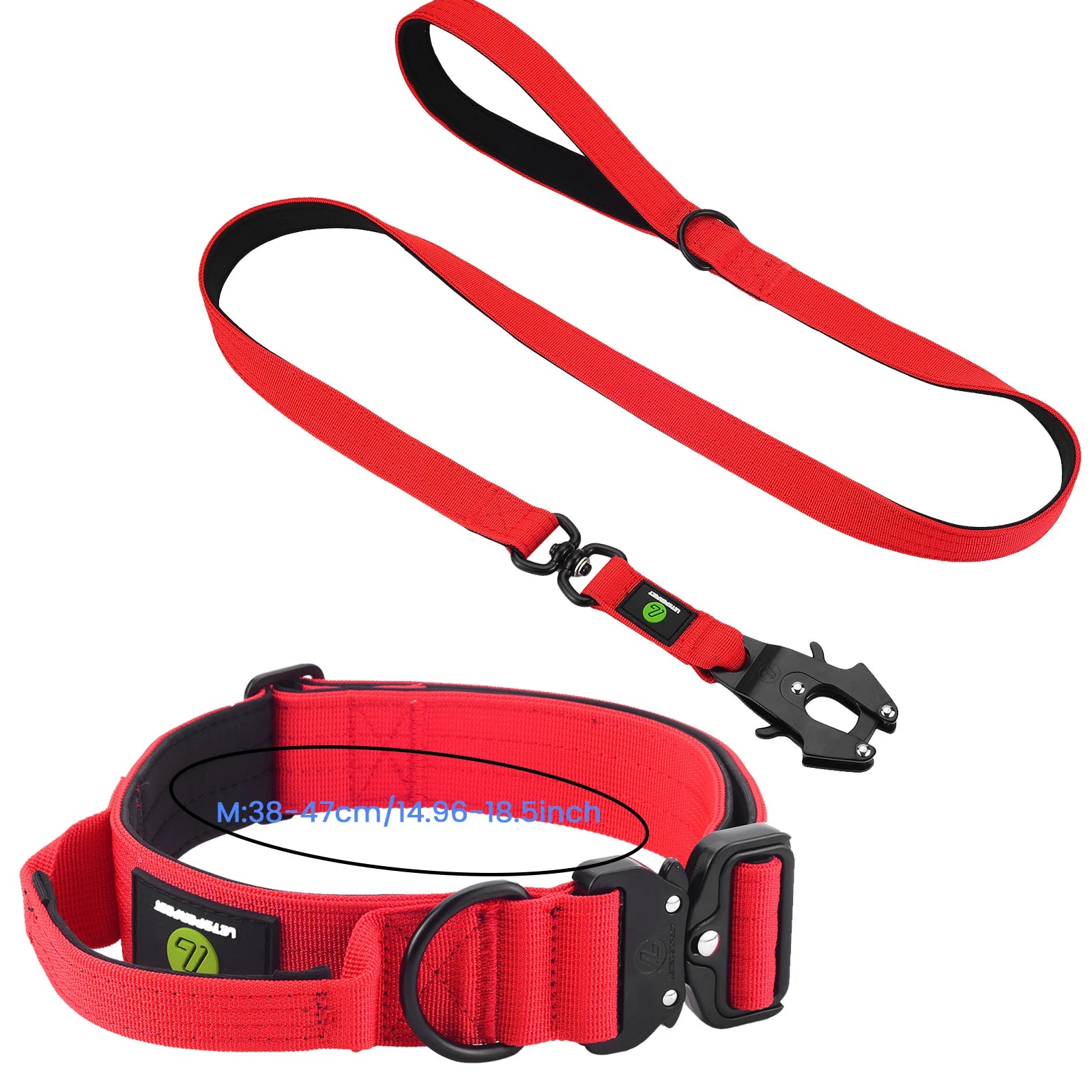 Tactical dog collar leash set leash handle military can dur nylon pit dog, medium large walking training pet accessories