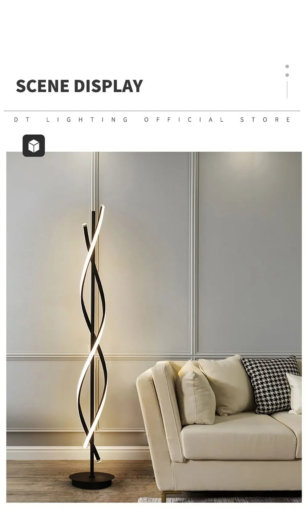 Minimalist creative floor lamp, bedroom living room personalized atmosphere lamp,Nordic minimalist LED circular curve floor lamp