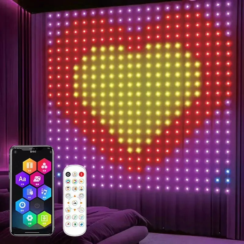 Smart Curtain Lights, 400 LED USB Curtain String Lights with App Remote Control,Music Sync Christmas Curtain String Outdoor
