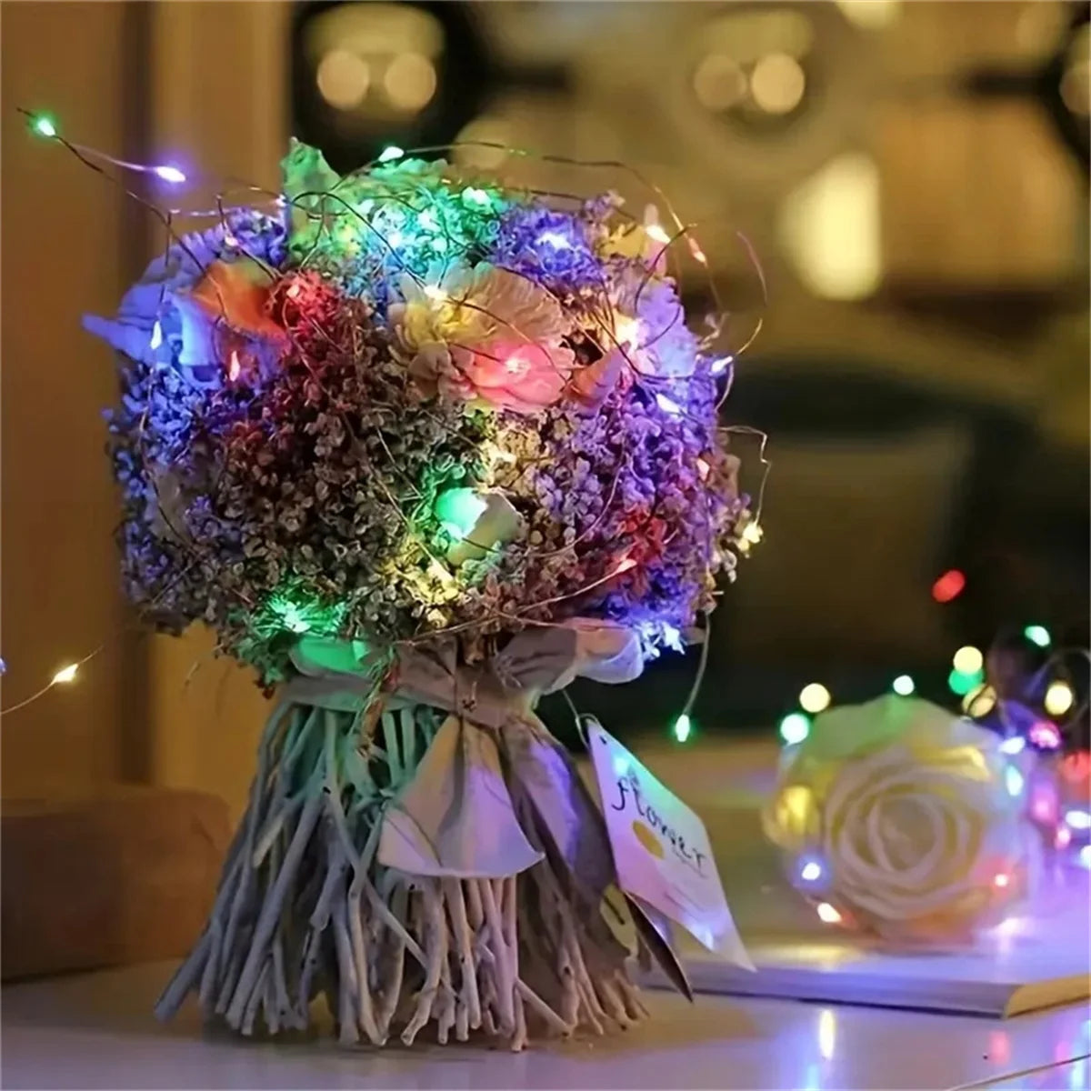 4/10/40 LED battery string lights, waterproof copper wire 6.6ft 20 LED starry sky lights, used for party and bouquet decoration