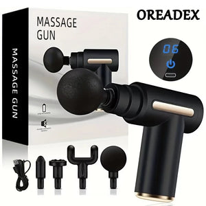 Portable Fascia Massage Gun Deep Tissue Massager Body Muscle Relaxation with LED Touch Screen 4 Replaceable Massage Heads - You Offer