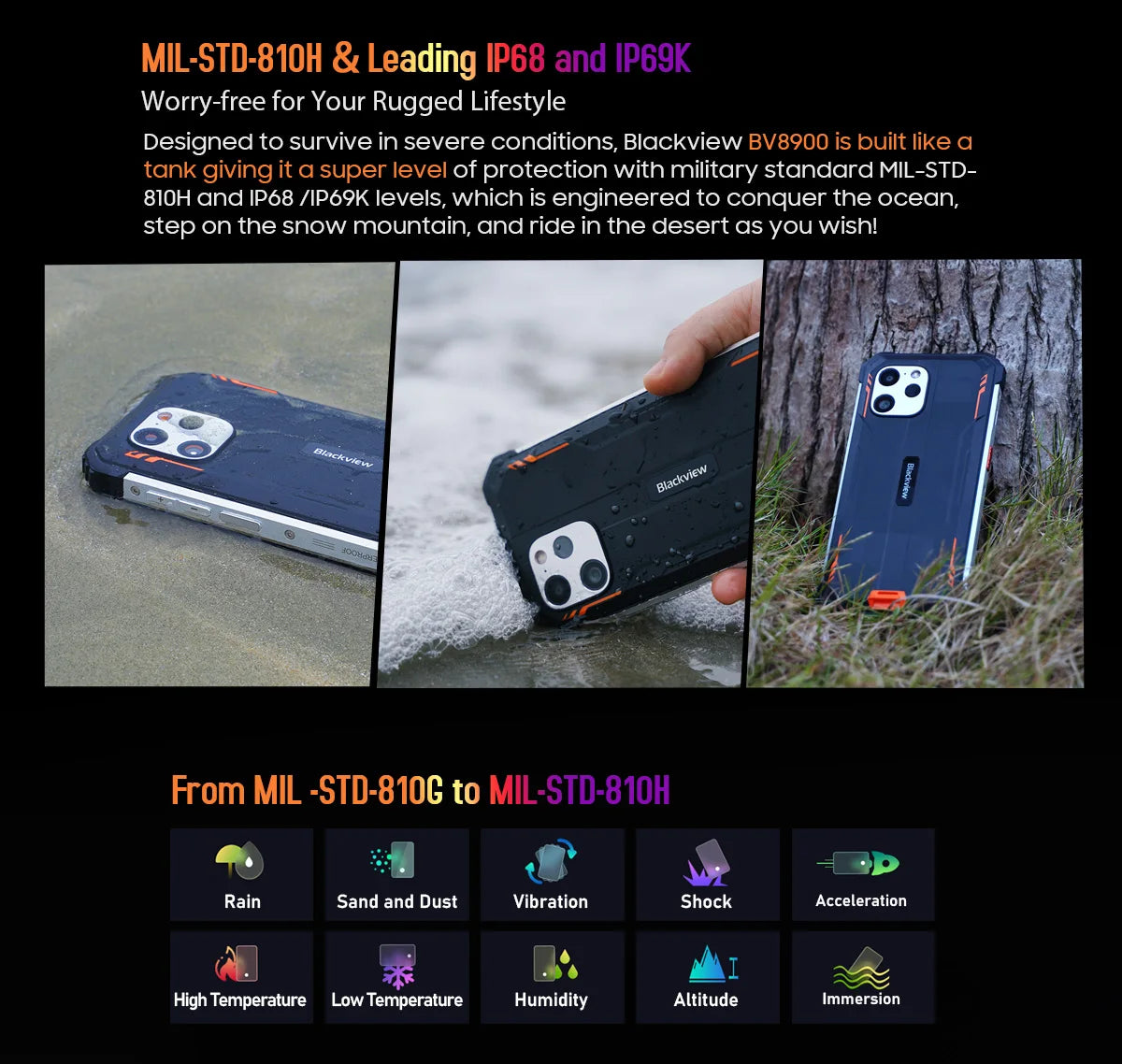 [World Premiere] Blackview BV8900 Rugged Smartphone Android 13 6.5'' Display 16GB 256GB Helio P90 Mobile Phone Thermal Cellphone