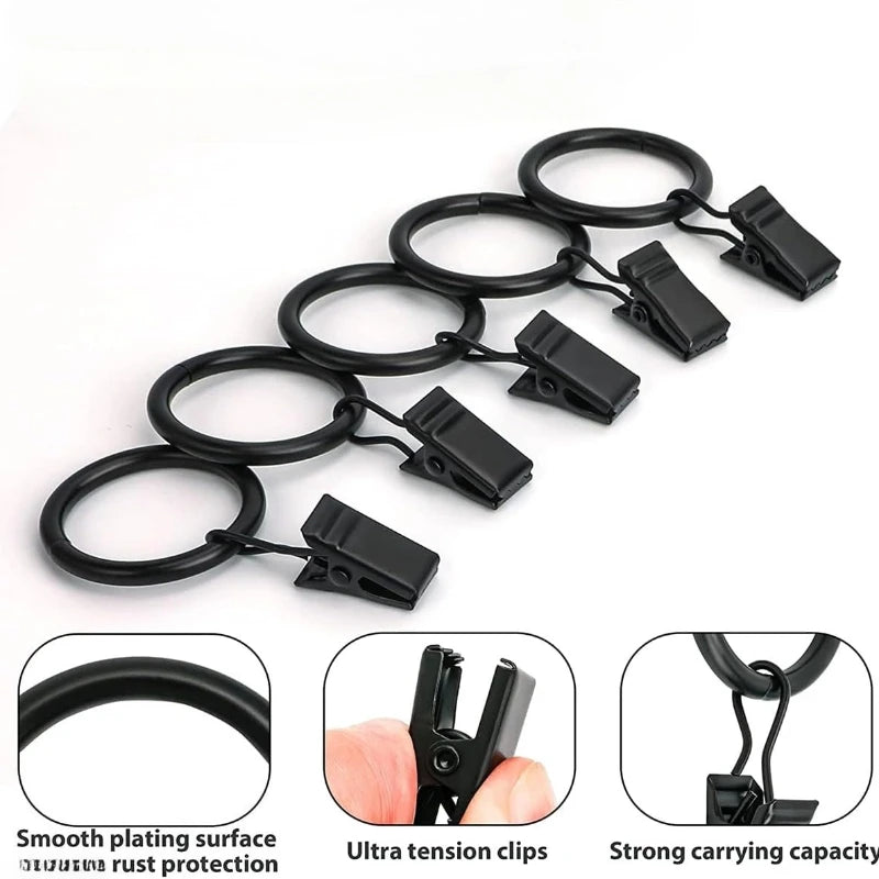 10-50pcs Metal Curtain Rod Clip Drapery Rings Hooks Retro Bathroom Decorative Hat Towel Hats Hanging Clamps Shower Curtain Clips