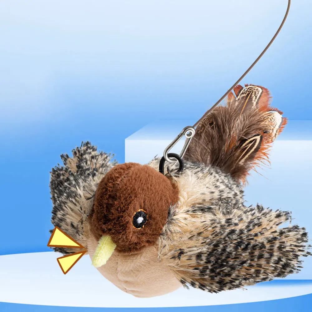 Flying Bird Cat Toy Interactive Cat Toys Kitten Chirping Bird Toy Plush Cats Pets Teasing Toys Chirping Flapping Bird(no Flying)