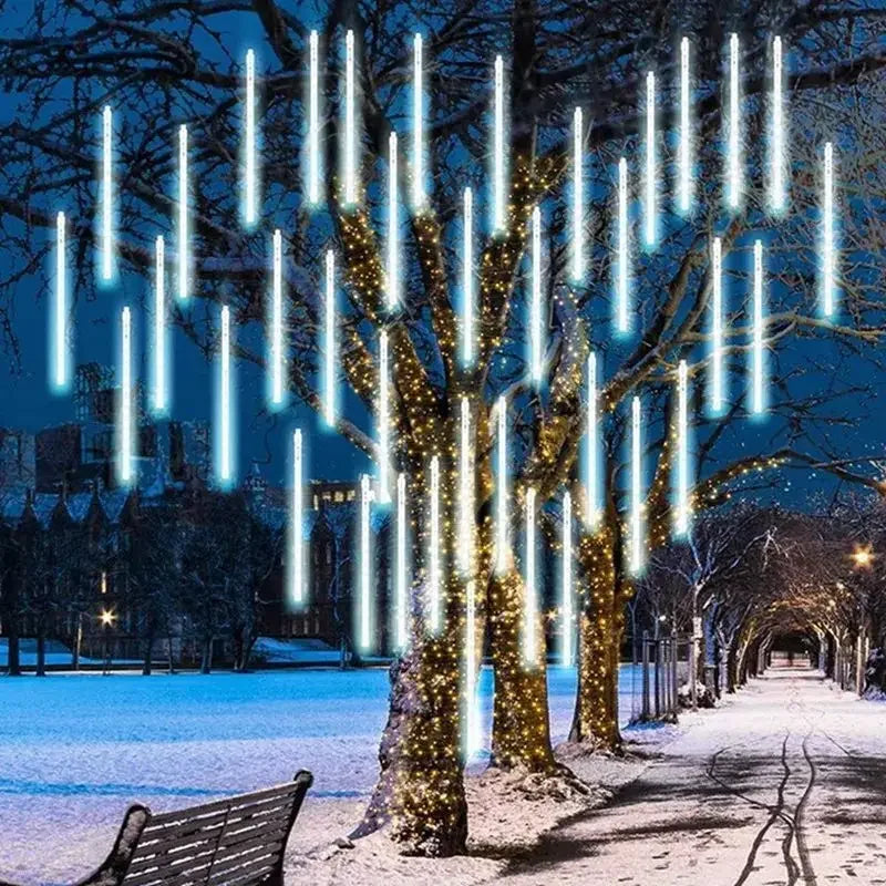 Outdoor LED Meteor Shower Lights Falling Rain Drop Fairy String Light Waterproof for Christmas Party Garden Holiday Decorations