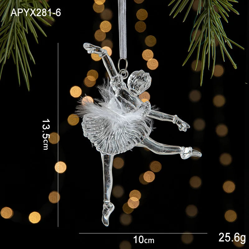 Christmas Ice Crystal Pendants, Christmas Tree Decorations, Transparent Acrylic Angels, Luxury Decorations, Scene Setting Props