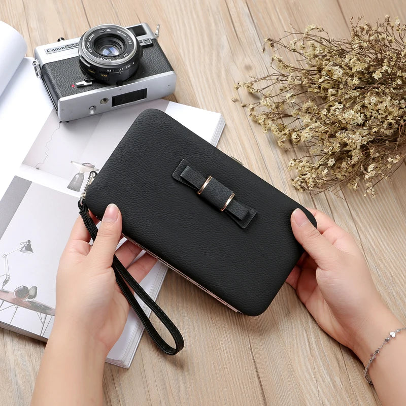 Fashion Women Clutch Wallet Long Card Holder Case Purse Cellphone Case Handbag With Wristlet - You Offer