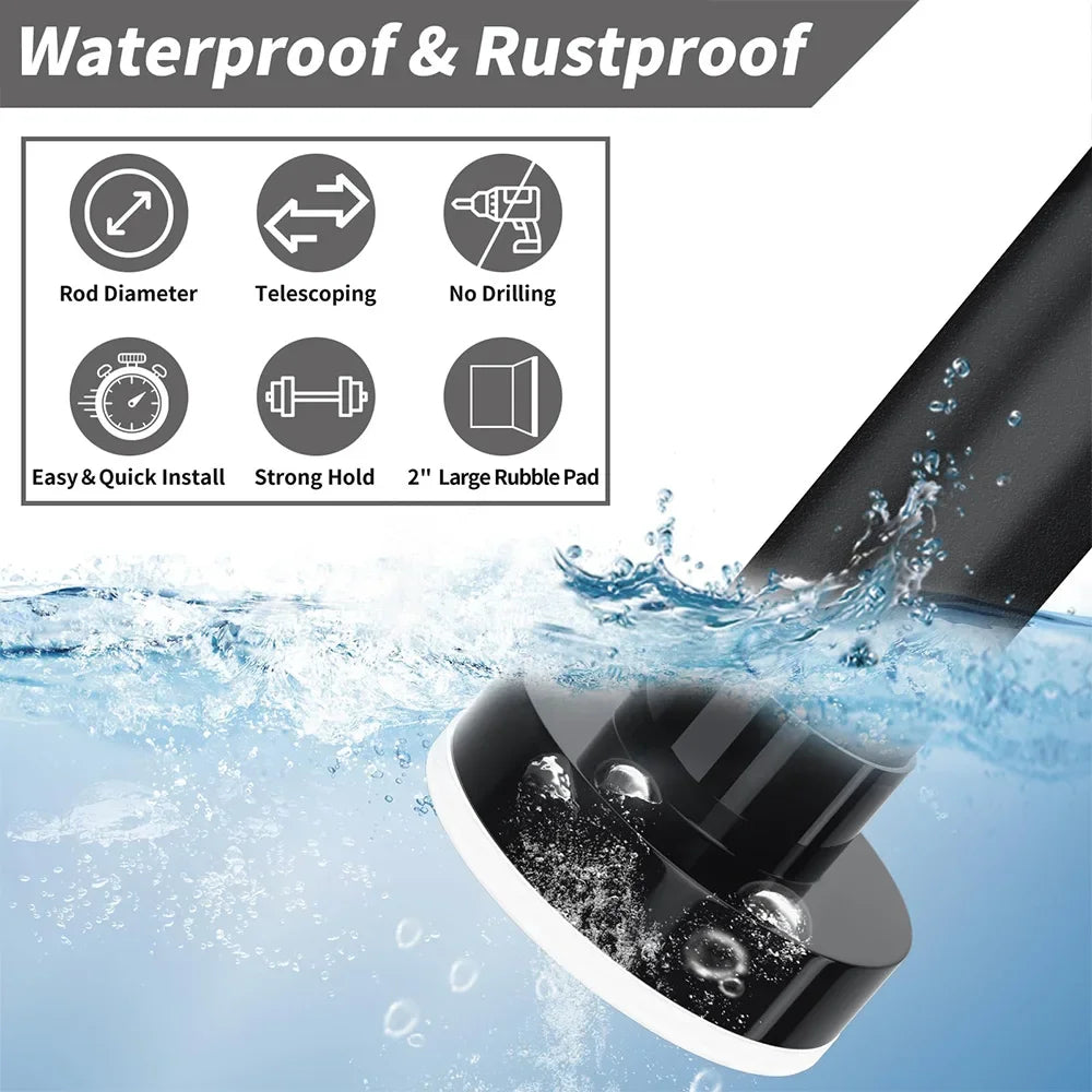 50-260CM Adjustable Curtain Rod No Drilling Telescopic Shower Curtain Pole for Balcony Bathroom Wardrobe Rod Clothes Drying Rack