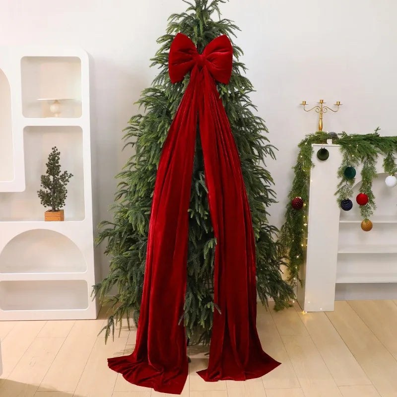 40x200cm Large Bow Themed Party Decorations Christmas Tree Topper Bow Ribbon for Christmas Wedding Party Wall Pendant Decor 1PC