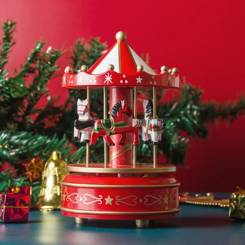 Christmas Luminous Music Carousel Ferris Wheel Christmas Eve Gift Ornament Glowing Carouse Xmas Party Night Light Decoration