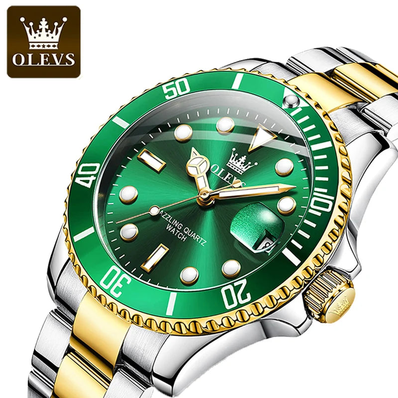 OLEVS Mens Quartz Watches Top Brand Luxury Business Waterproof Luminous Large Dial Men Wristwatches Sports Stainless Steel Watch - You Offer