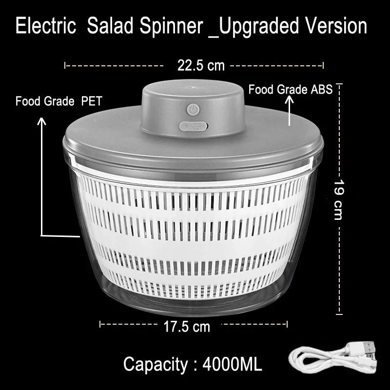Salad Spinner Electric/Manual Vegetable Dehydrator Multifunction Food Fruit Dryer Quick Drying Drain Basket Kitchen Accessories