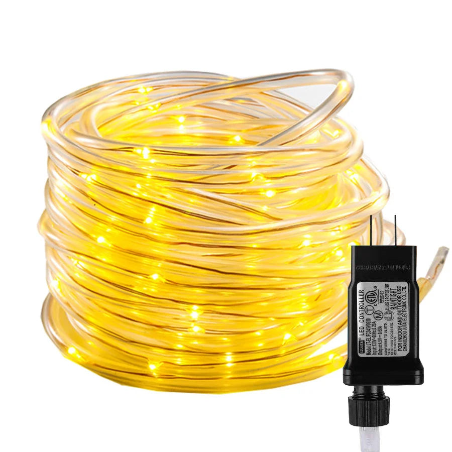 10M 20M 30M LED Tube Rope String Light Outdoor Waterproof 8 Modes Christmas Garland Fairy Lights for Garden Yard Path Tree Decor