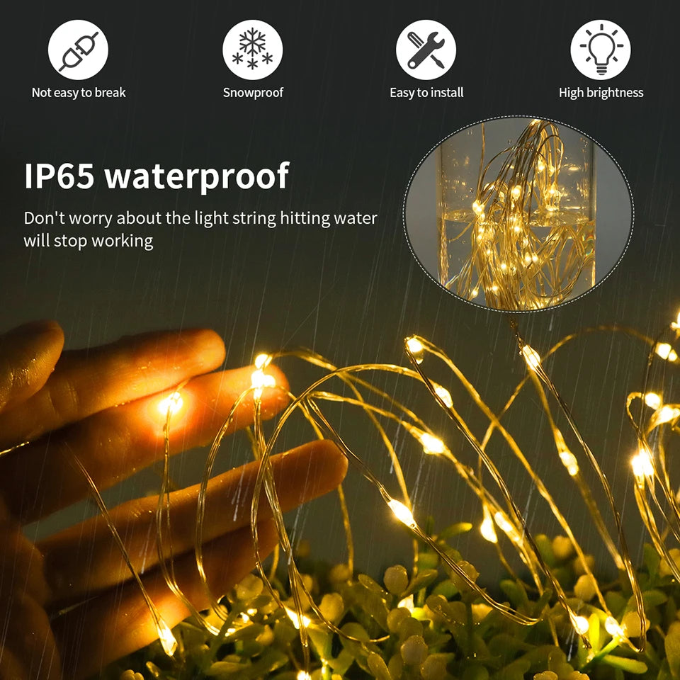 Outdoor LED String Lights Garland 100M Waterproof Fairy Light Festoon 220V Copper Wire Chain Lamp Christmas Wedding Party Decor