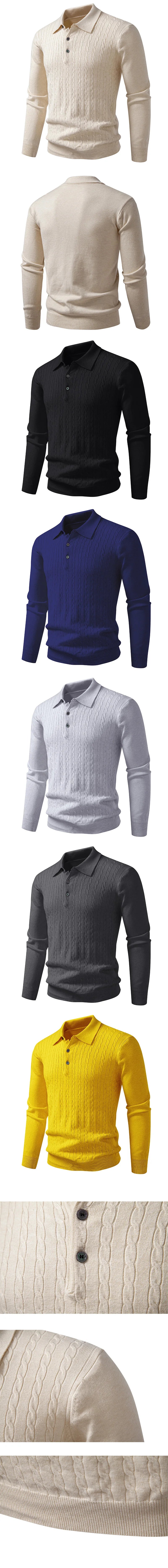 Animal Game Mens Polo Shirts V Neck Long Sleeve Knitted Button Polo Sweaters Casual Dress Pullover Outdoor Men's Cold Blouse