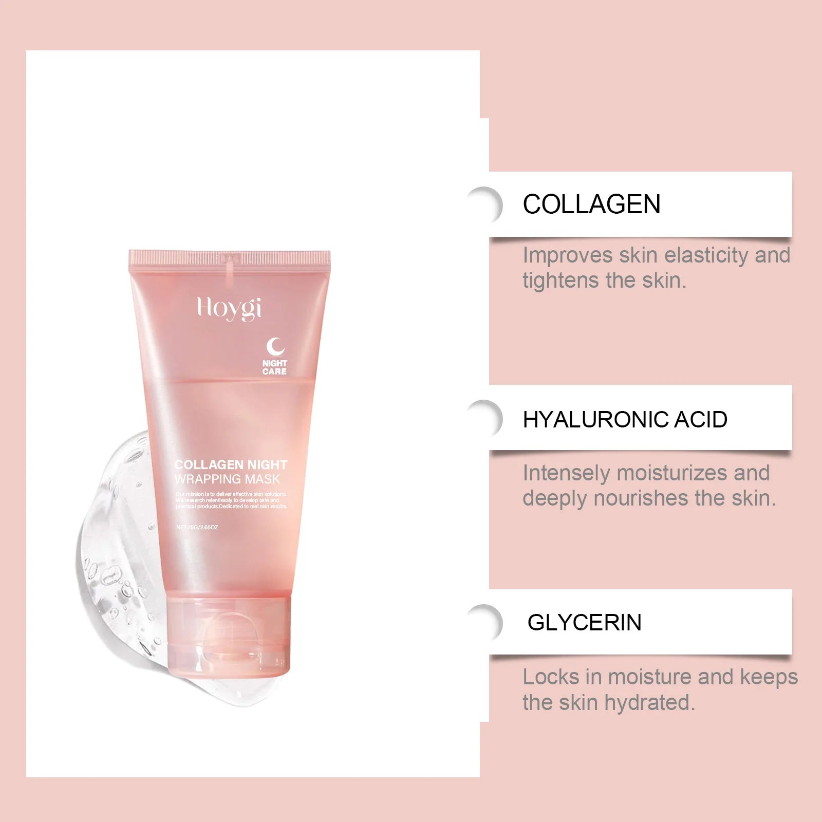 Collagen Peel-off Mask Deep Hydrating Firming Fade Fine Lines Shrink Pores Brightening Overnight Wrapping Mask Face Skin Care