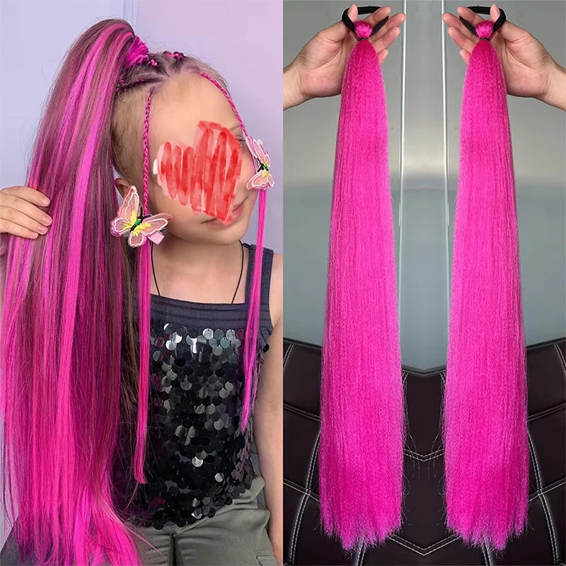 Synthetic Straight Ponytail with Hair Tie Hot Anime Kpop Hunter Cosplay Costumes Wig Ponytail Hood for Women Men