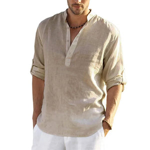 2026 New Men's Casual Blouse Cotton Linen Shirt Loose Tops Long Sleeve Tee Shirt Spring Autumn Casual Handsome Men's Shirts