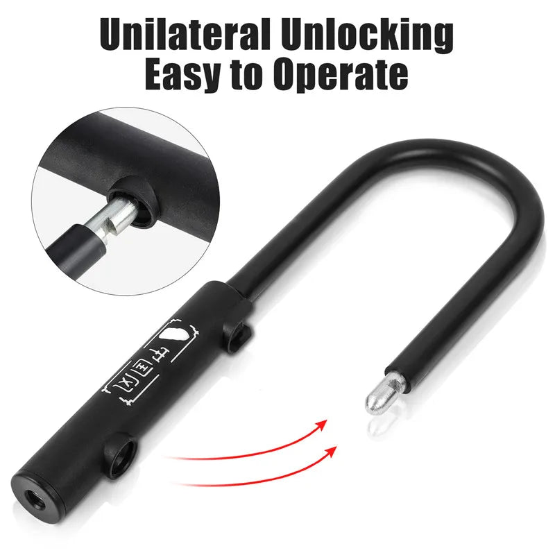 WEST BIKING Bicycle U Lock MTB Road Bike Padlock Portable Anti-theft Safety Motorcycle Scooter Cycling Lock Bicycle Accessories - You Offer