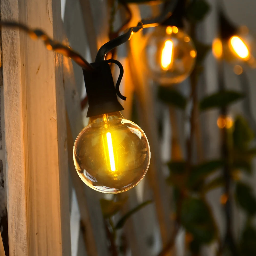 G40 LED 36 m outdoor string light with 64 plastic bulbs Attachable outdoor string light for gardens, weddings, parties, terraces