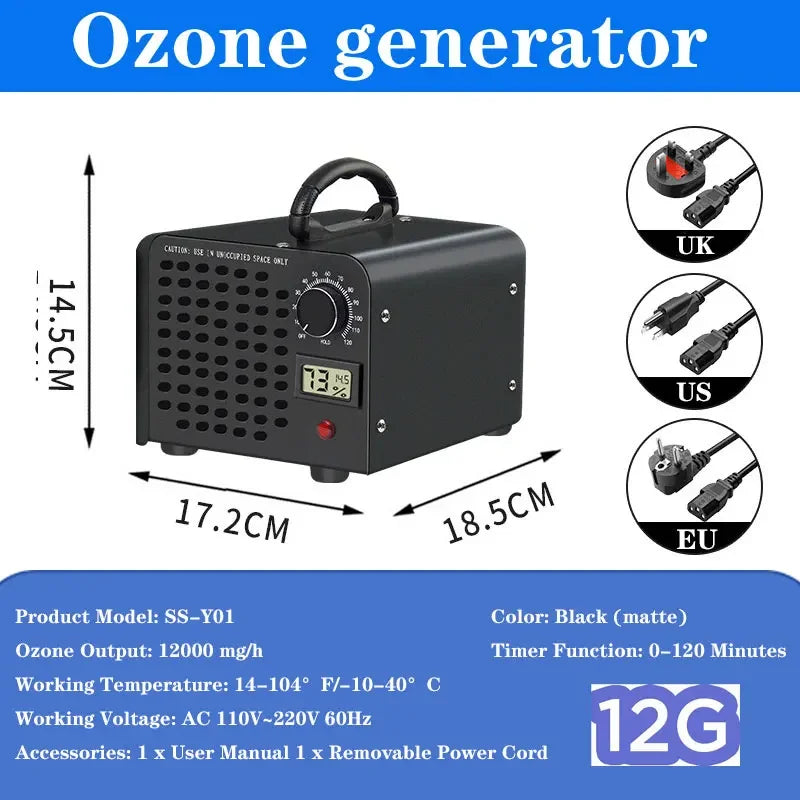 12g Ozone Machine Ozone Generator Air Purifier Remove FormaldehydeOdor Deodorize Home Kitchen Office Car Ozon Cleaner Ozonizador
