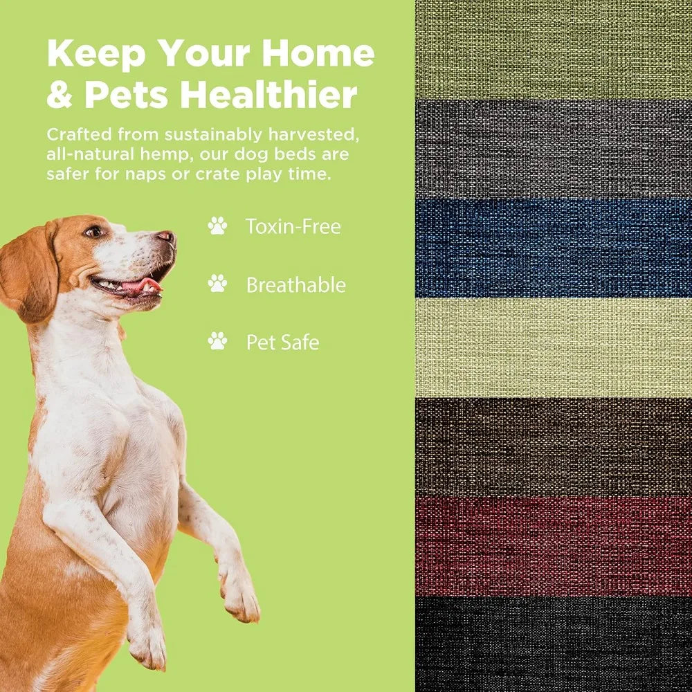 X-Large - 48 x 30 x 5 Premium Organic Hemp Dog Bed Organic Latex Fill - Removeable Cover