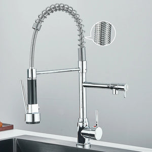 Pull Down Spring Kitchen Faucet Single Lever Hot Cold Mixer Water For Kitchen Sink Dual Spout Nozzle Faucets Crane - You Offer