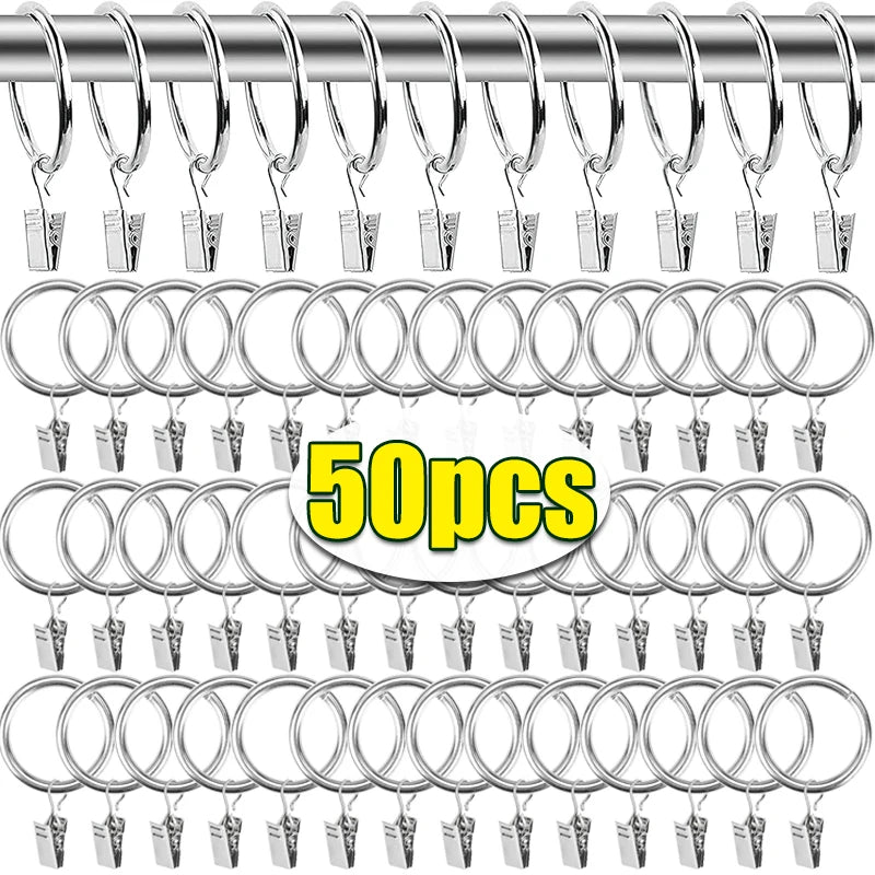 10-50pcs Metal Curtain Rod Clip Drapery Rings Hooks Retro Bathroom Decorative Hat Towel Hats Hanging Clamps Shower Curtain Clips