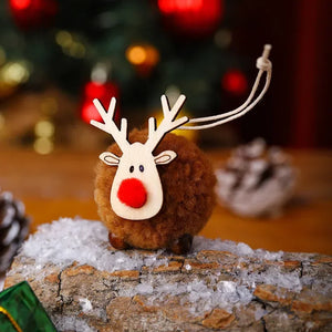 1-10pcs Christmas Felt Elk Hanging Ornaments Cute Reindeer Craft Decorations Xmas Tree Wooden Pendants New Year Party Kids Gifts