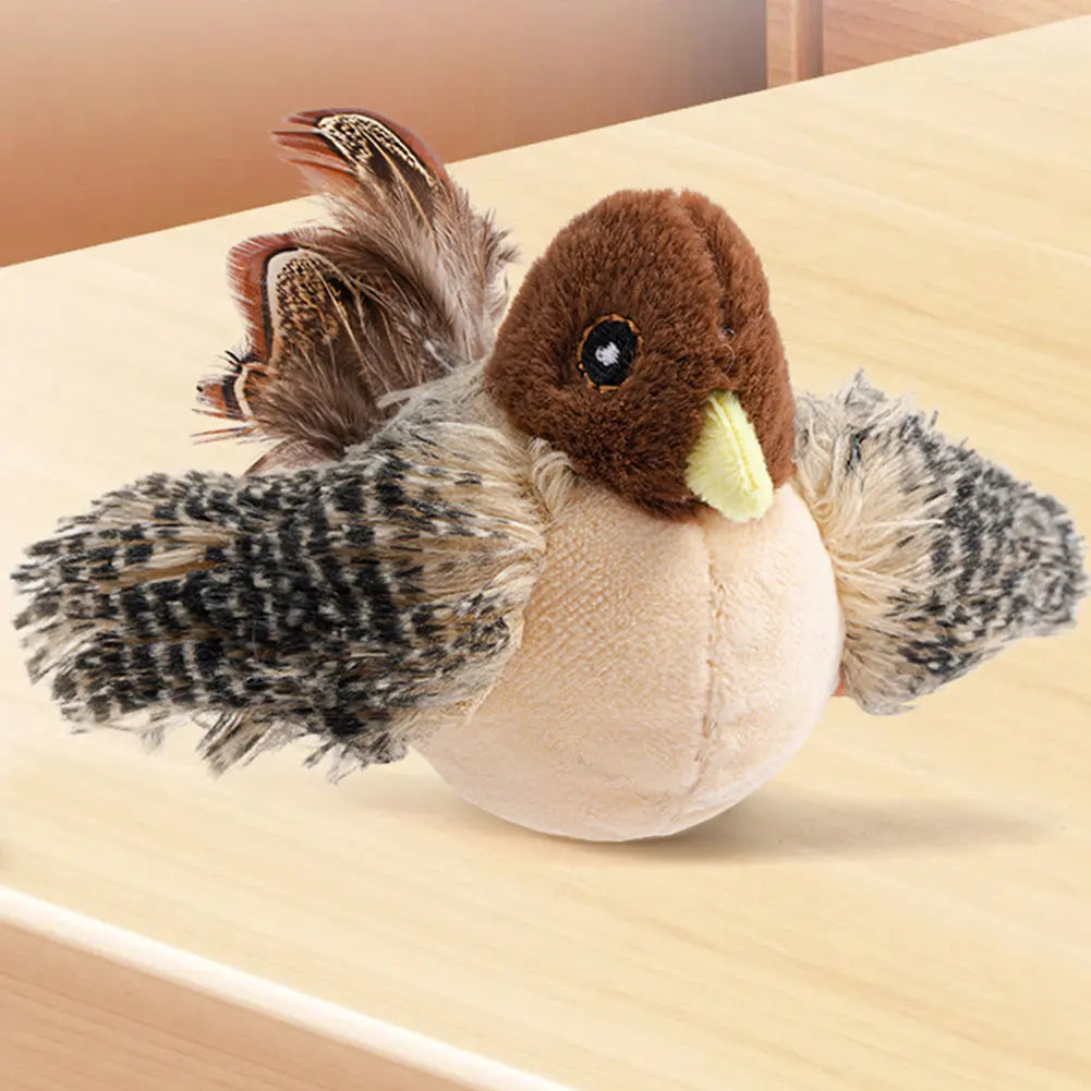 Flying Bird Cat Toy Interactive Cat Toys Kitten Chirping Bird Toy Plush Cats Pets Teasing Toys Chirping Flapping Bird(no Flying)