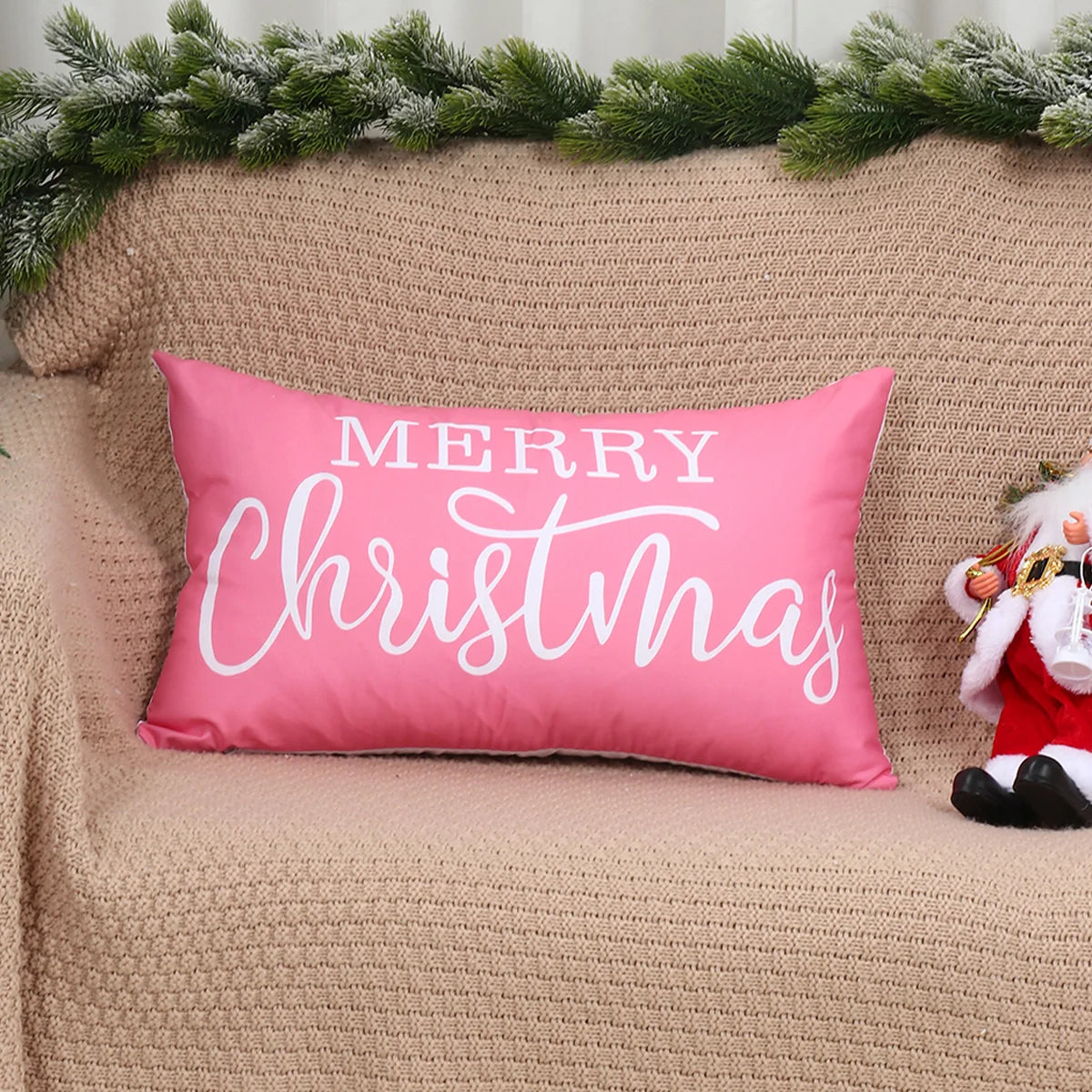 Christmas Lumbar Pillow Christmas Decoration for Home 2025 Pendant Xmas Lumbar Pillow Cover Ornament Navidad Natal New Year Gift