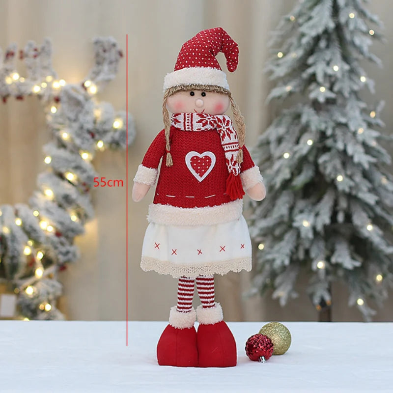 60cm Large Santa Claus Merry Christmas Decorations for Home Happy New Year 2023 Fabric Knitting Clothes Doll Window Decor