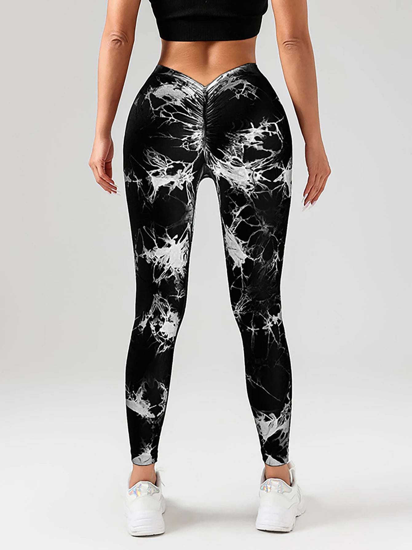 US Local Women‘s Spandex Tie Dye Scrunch Butt Lifting V Back Leggings Buttery Soft High Waist Booty Yoga Pants - You Offer
